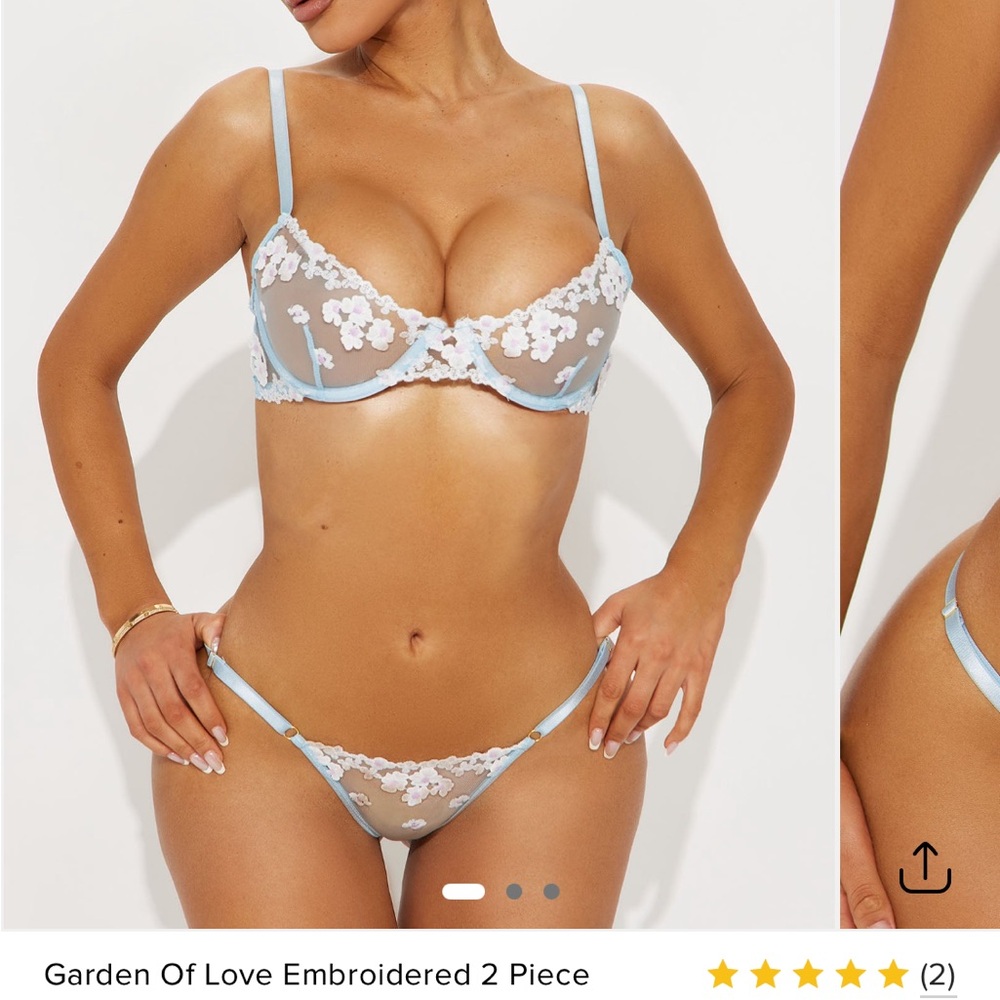 [NEW] Embroidered 2 Piece Set - Blue and White